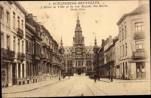 Ak Schaerbeek Schaerbeek Brüssel Brüssel, Rathaus, Rue Royale Ste Marie