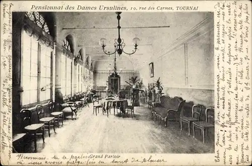 Ak Tournai Wallonie Hennegau, Internat der Damen-Ursulinen, Grand Parlour