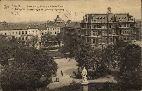 Ak Anvers Antwerpen Flandern, Siegesplatz, Athenee Royal