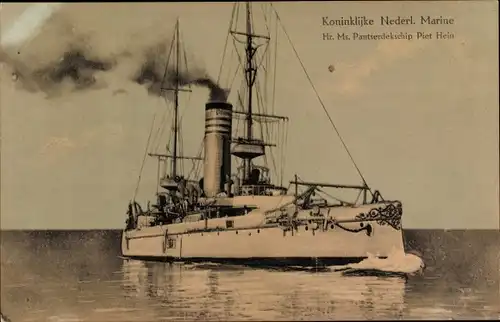 Ak Niederländisches Kriegsschiff, Hr.Ms. Piet Hein, Pantserdekschip