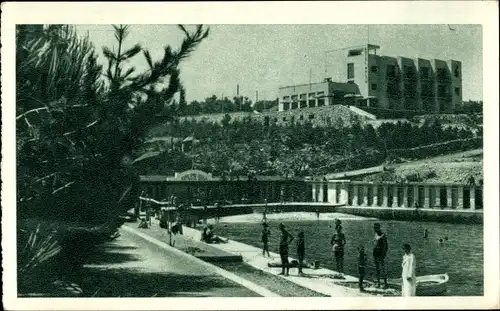 Ak Malinska Dubašnica Kroatien, Blick zum Hotel Malin, Schwimmbad