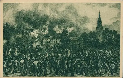 Künstler Ak Waldenburg Sachsen, 100 Jahre Revolution von 1848, Arbeiter stürmen Schloss