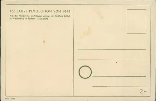 Künstler Ak Waldenburg Sachsen, 100 Jahre Revolution von 1848, Arbeiter stürmen Schloss