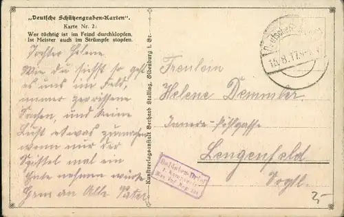 Ak Deutsche Schützengraben Karte Nr. 3, Soldat stopft Strümpfe, I WK