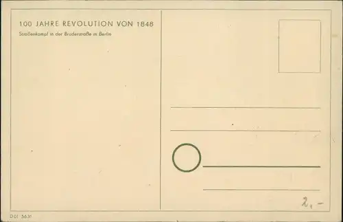 Künstler Ak Berlin, 100 Jahre Revolution von 1848, Straßenkampf, Brüderstraße