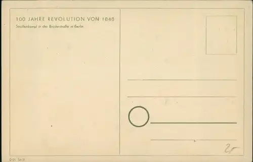 Künstler Ak Berlin, 100 Jahre Revolution von 1848, Straßenkampf, Brüderstraße