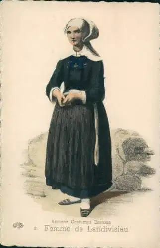 Ak Antike bretonische Kostüme, Frau von Landivisiau