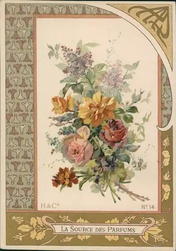 Passepartout Ak Blumenstrauß, Rosen