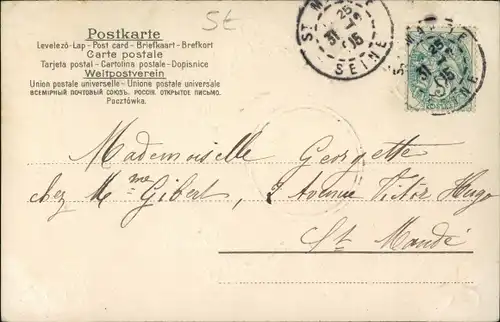 Präge Litho Glückwunsch Neujahr, Glücksklee, Kind-Portrait