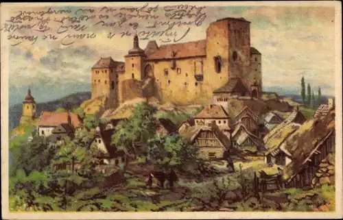 Künstler Ak Panuska, Jar., Lipnice nad Sázavou Lipnitz an der Sasau Region Hochland, Burg, Ort
