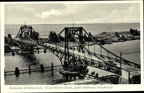 Ak Wilhelmshaven, Drehbrücke, Kaiser Wilhelm Brücke