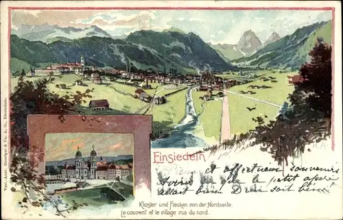 Künstler Litho Einsiedeln Kt. Schwyz, Kloster, Flecken