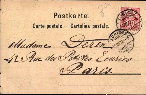 Litho Zürich Stadt Schweiz, Theater, Bahnhofsbrücke, Polytechnikum, Denkmal