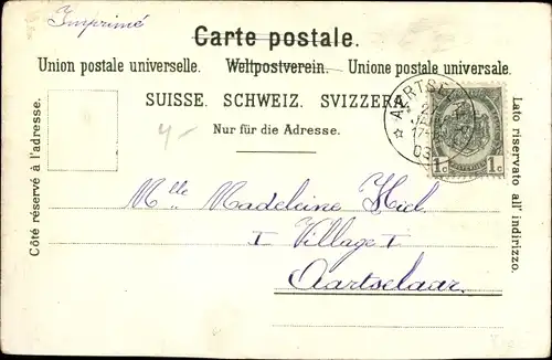 Wappen Litho Zürich Stadt Schweiz, Züricherin in Tracht, Landesmuseum