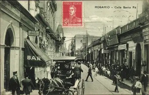 Ak Rosario Argentinien, Calle Santa Fé