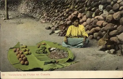 Ak Cuautla Mexiko, Frau verkäuft Früchte