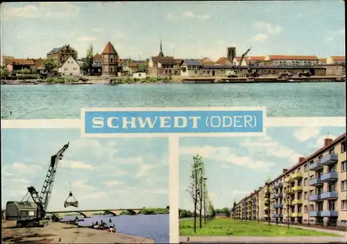 Ak Schwedt an der Oder, Stadtbrücke, Leninallee, Siedlung