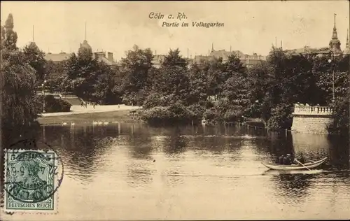 Ak Köln am Rhein, Volksgarten, Ruderboot