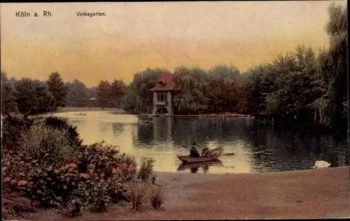 Ak Köln am Rhein, Volksgarten, Ruderboot