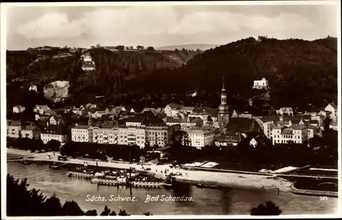 Ak Bad Schandau Sächsische Schweiz, Ortsansicht, Elbe