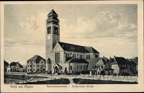 Ak Kehl am Rhein, Kommisionsinsel, Katholische Kirche