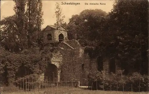 Ak Schwetzingen in Baden, römische Ruine
