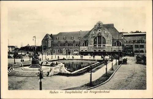 Ak Aachen, Hauptbahnhof, Kriegerdenkmal