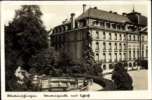 Ak Donaueschingen im Schwarzwald, Schloss, Donauquelle