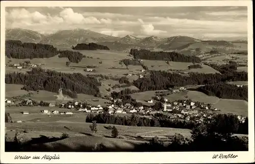 Ak Weiler Simmerberg im Allgäu, Panorama