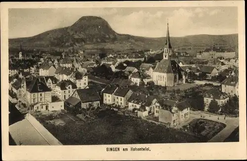 Ak Singen Hohentwiel, Blick über die Stadt, Kirche