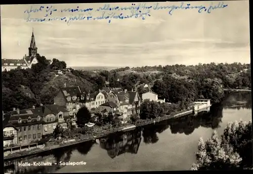 Ak Kröllwitz Halle an der Saale, Kirchturm, Totalansicht