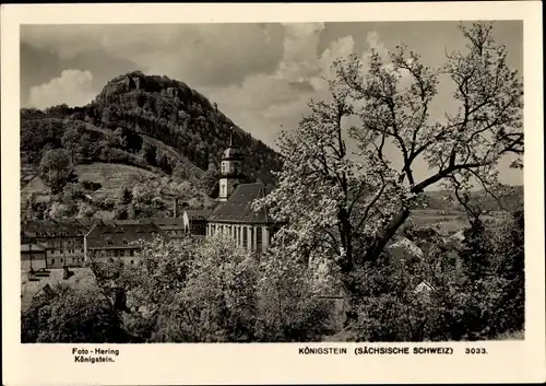 Ak Königstein an der Elbe Sächsische Schweiz, Panorama, Kirche