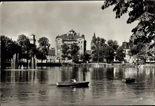 Ak Altenburg in Thüringen, Teich, Brücke, Ruderboot