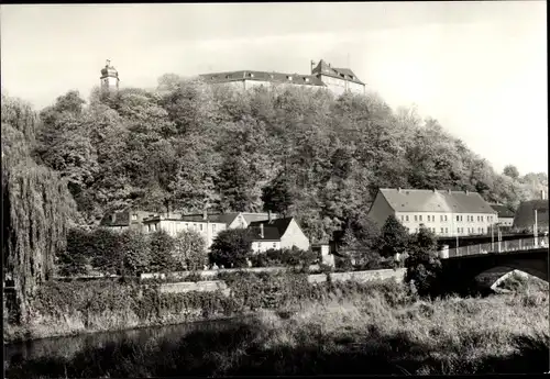 Ak Greiz im Vogtland, Brücke, Fluss, Panorama