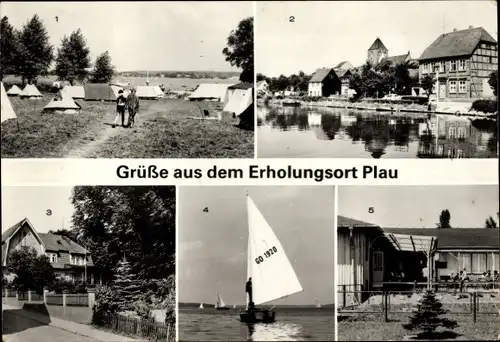 Ak Plau am See Mecklenburg, Zeltplatz Zuruf, Strandstraße, Jugendherberge Walter Husemann