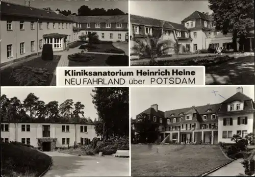 Ak Neu Fahrland Potsdam in Brandenburg, Kliniksanatorium Heinrich Heine, Med. Badehaus, Waldhaus