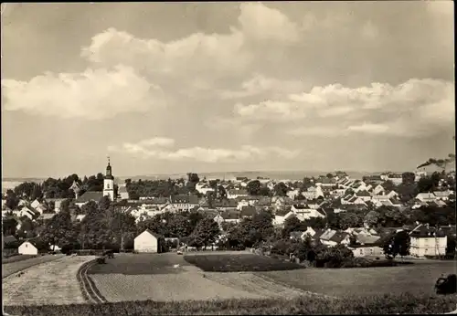 Ak Pausa im Vogtland, Ortsansicht, Kirchturm