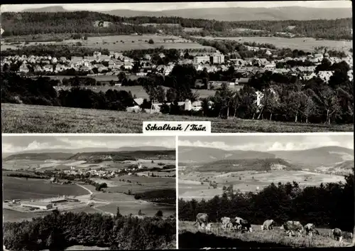 Ak Schalkau in Thüringen, Blick vom Schaumberg nach Norden und Westen, Panorama