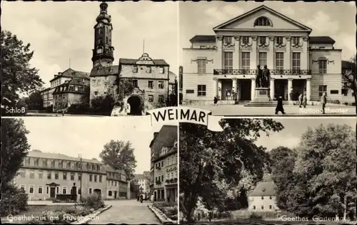 Ak Weimar in Thüringen, Goethes Gartenhaus, Nationaltheater, Schloss