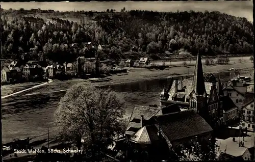 Ak Wehlen an der Elbe Sächsische Schweiz, Teilansicht