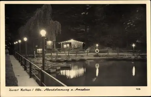 Ak Rathen an der Elbe Sächsische Schweiz, Amselsee, Abendstimmung