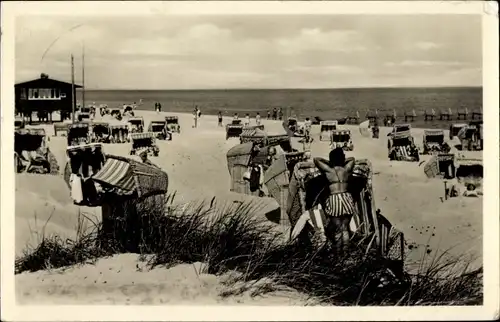 Ak Ostseebad Baabe auf Rügen, Strand, Strandkörbe, Badegäste
