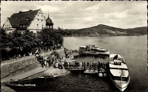 Ak Saalburg in Thüringen, Boote, Anlegestelle