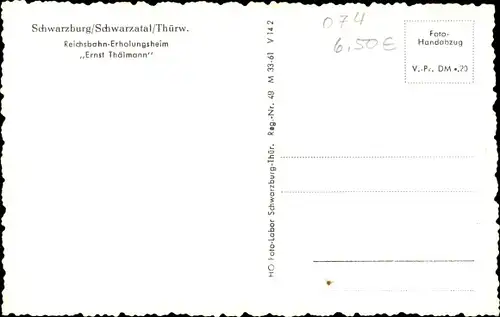 Ak Schwarzburg in Thüringen, Reichsbahn-Erholungsheim Ernst Thälmann