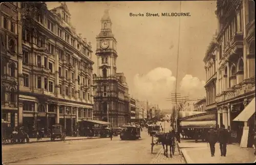 Ak Melbourne Australien, Bourke Street