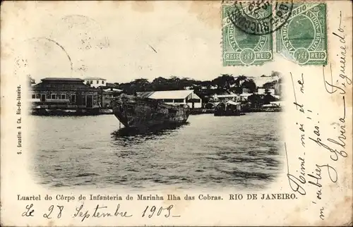 Ak Rio de Janeiro Brasilien, Laurtel do Corpo de Infanteria de Marinha Ilha das Cobras