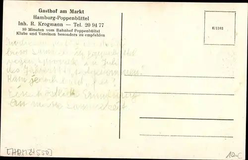 Ak Hamburg Wandsbek Poppenbüttel, Gasthof am Markt