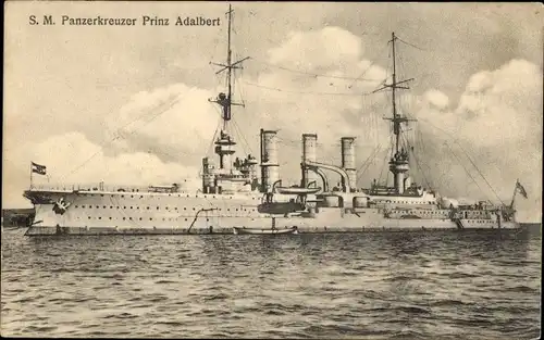 Ak Deutsches Kriegsschiff, SMS Prinz Adalbert, Panzerkreuzer, Kaiserliche Marine