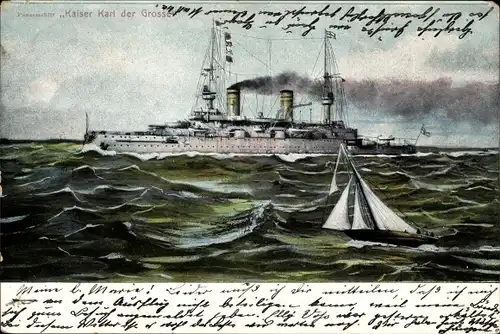 Ak Deutsches Kriegsschiff, SMS Kaiser Karl der Große, Panzerschiff, Kaiserliche Marine