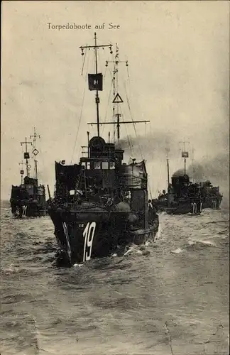 Ak Deutsche Kriegsschiffe, Torpedoboote 19, 20 und 21 auf See, Kaiserliche Marine
